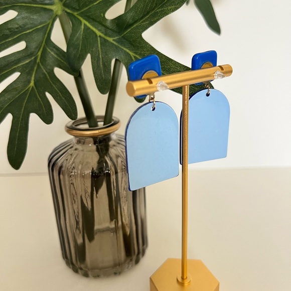 Art Nouveau Floral Drop Earrings -Artsy Dangle Earrings -Flower Pattern Earrings - Picture 5 of 16